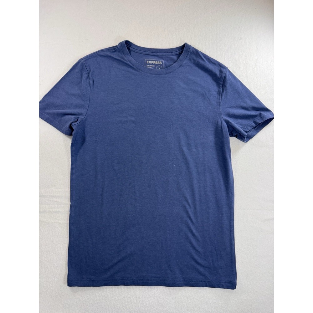 Express Mens Slim Super Soft T Shirt Medium Blue Crew Neck Cotton Modal Blend